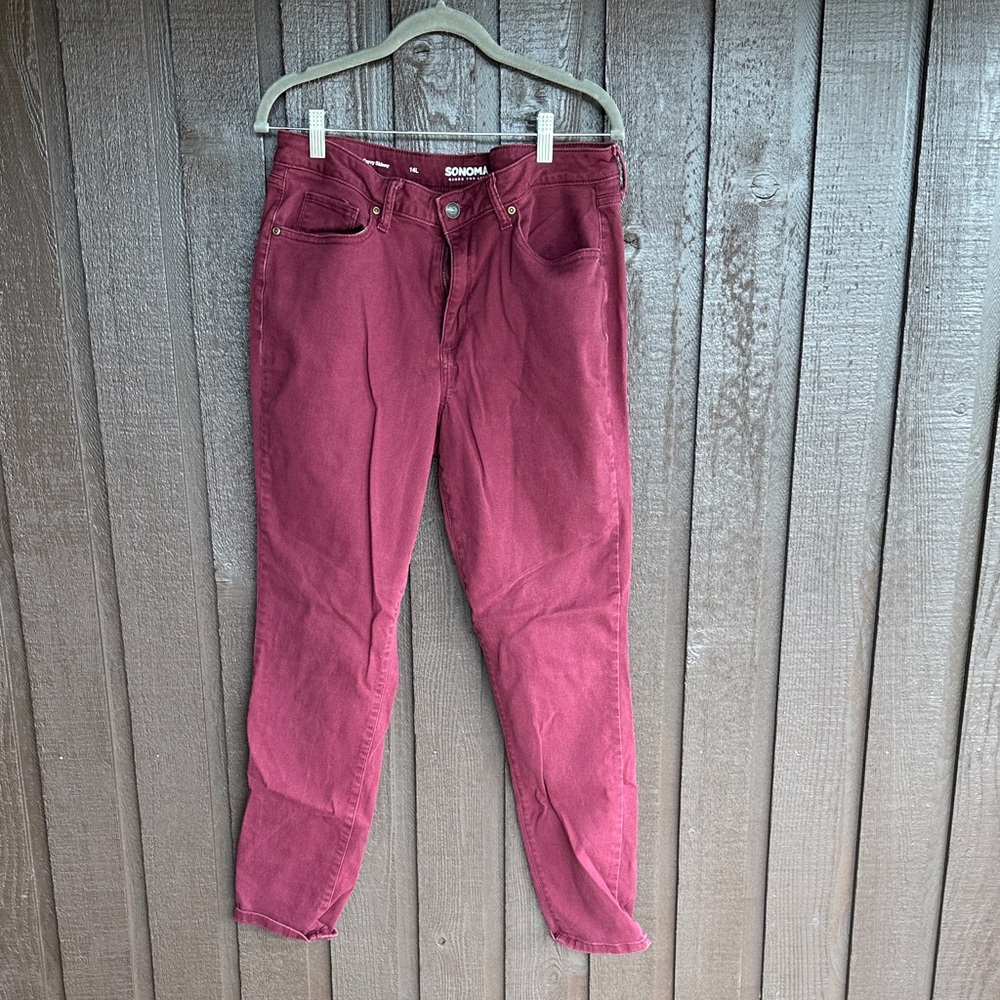 TALL Sonoma Women's Burgundy Straight Leg Jeans